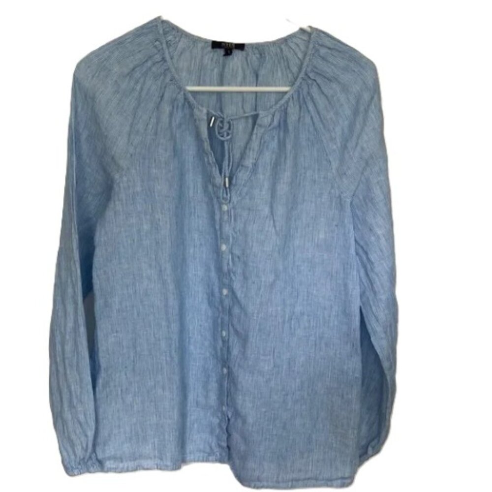 NYDJ Blue Striped Tunic Top